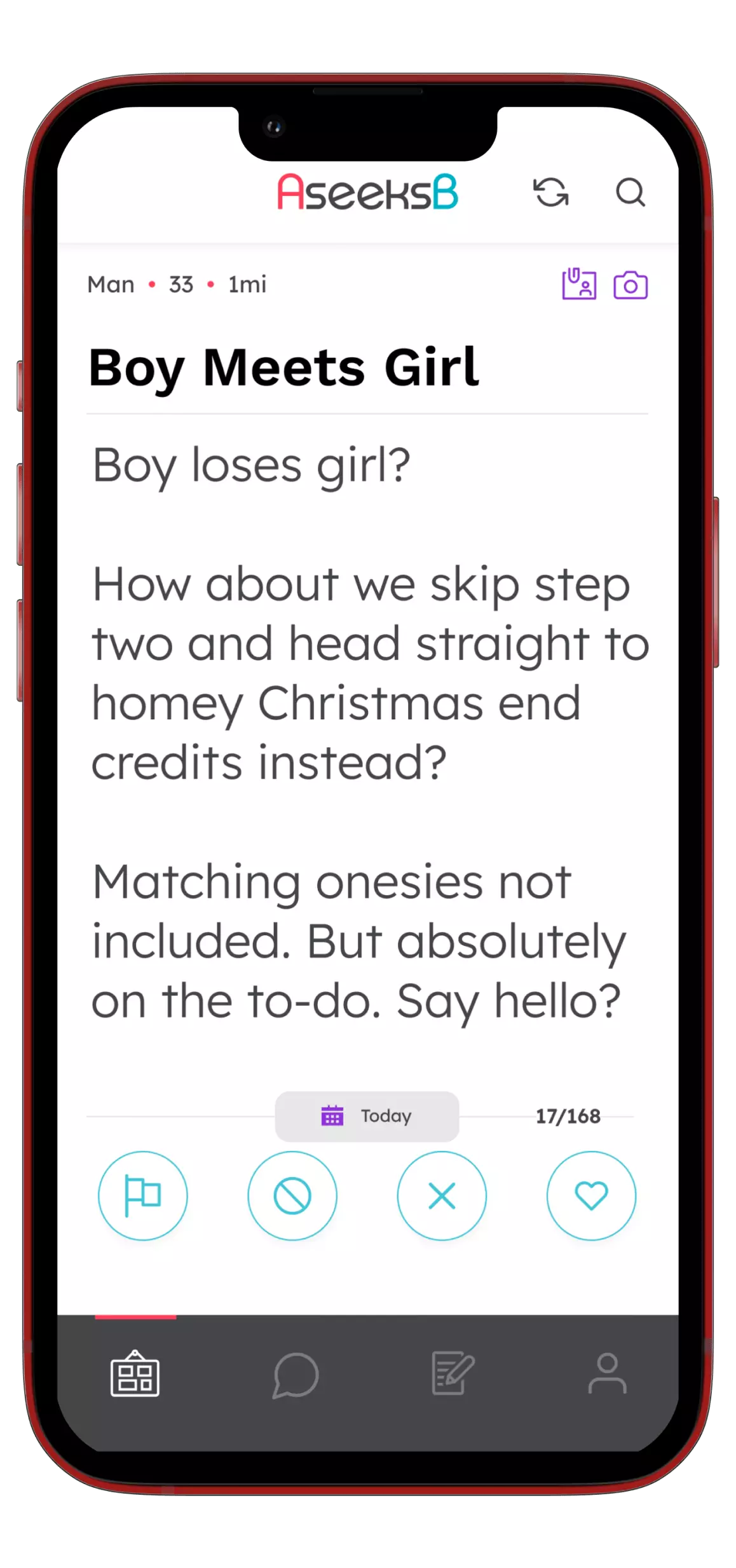AseeksB mobile app screenshot - browsing posts